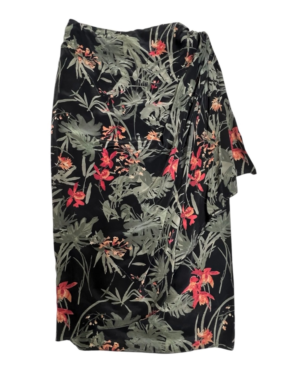 Coldwater Creek Tropical Floral Silk Wrap Shirt Size PL - Picture 5 of 8